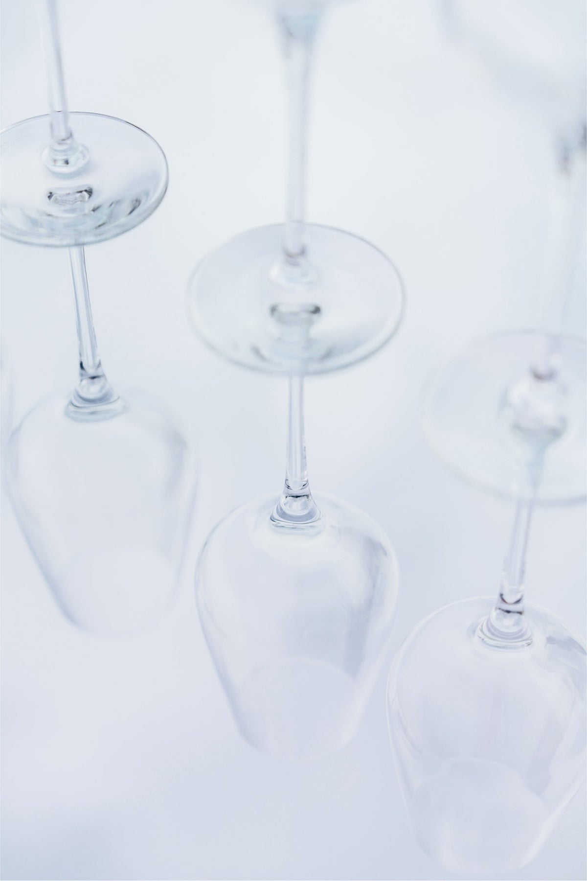 White wine glasses, ready for the first pour.